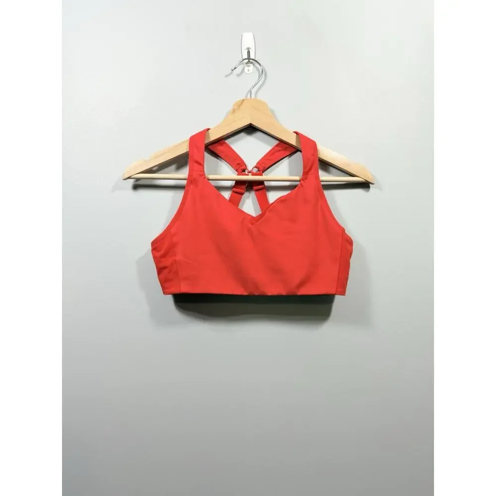 Brooks Juno High-Support Red Wireless Sports Bra 34C Crossback Adjustable Straps
